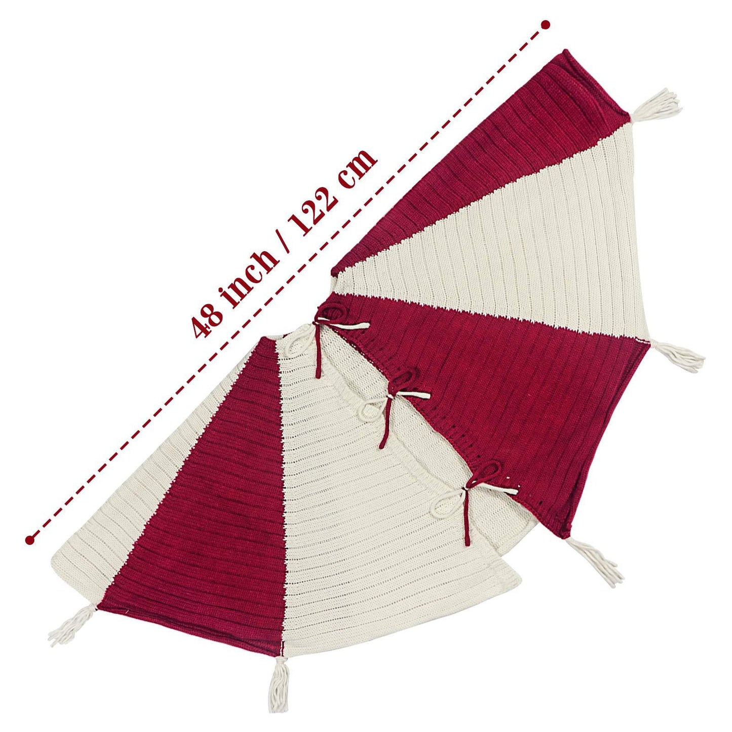 48" Buffalo Plaid Christmas Skirt with Festive Tassels