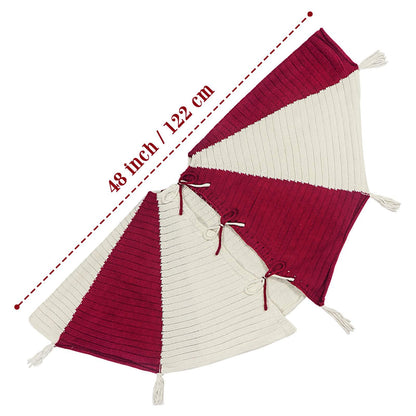 48" Buffalo Plaid Christmas Skirt with Festive Tassels