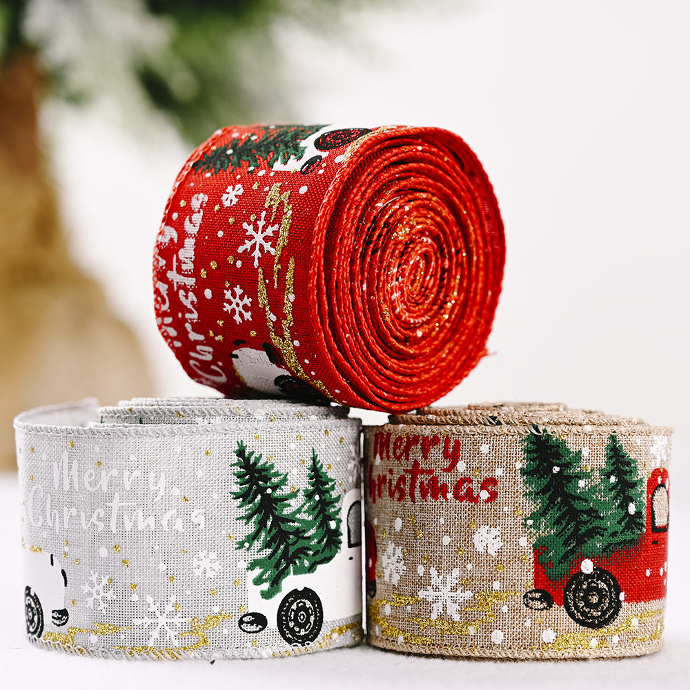 16 ft wired merry christmas car ribbon 5 metres.