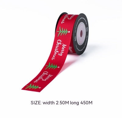 red merry christmas and tree christmas ribbon 
