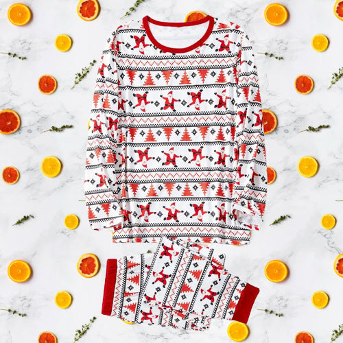 Long Sleeve Round Neck Santa Christmas matching pajamas set