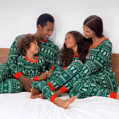 Forest green Christmas family matching pajamas set