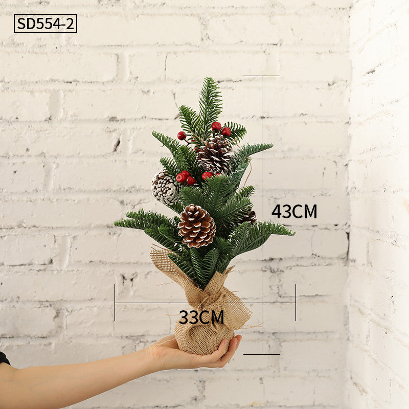 small artificial flocked pine tabletop christmas tree
