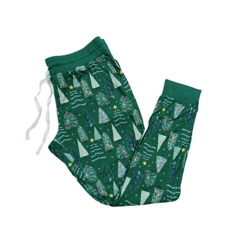 2 pcs printed green christmas printed matching pajamas Set