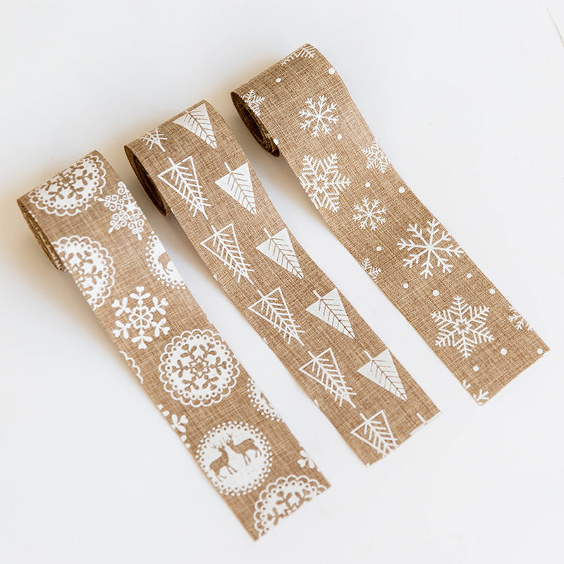 Christmas Snowflake Elk Burlap Ribbon