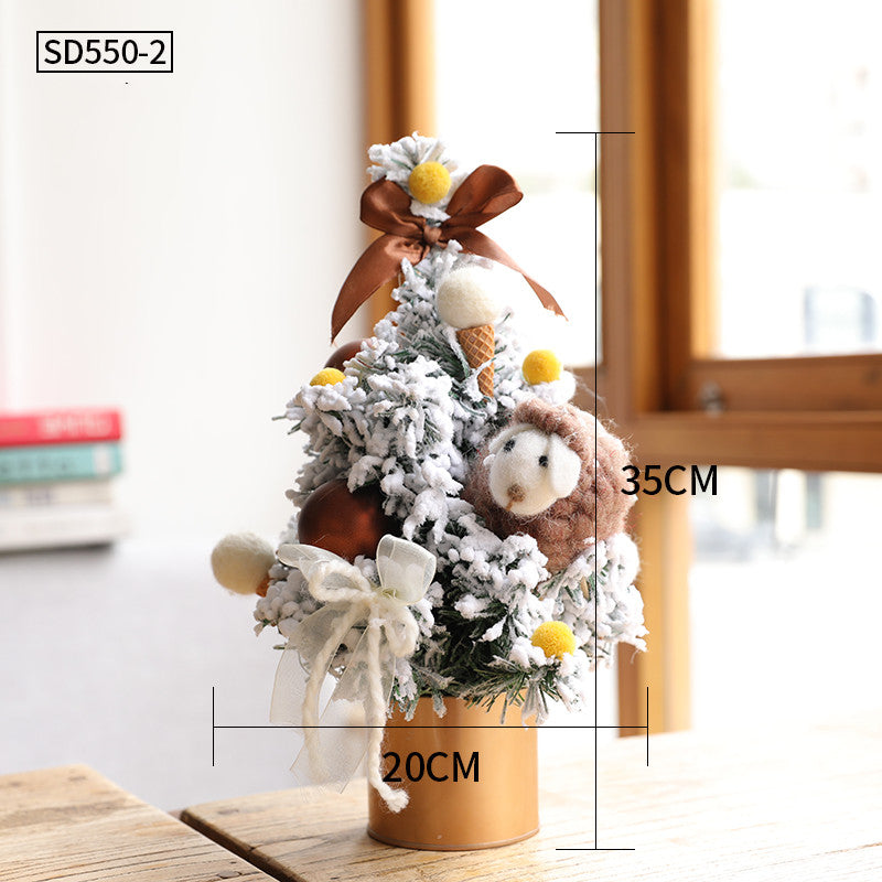 small artificial flocked pine tabletop christmas tree
