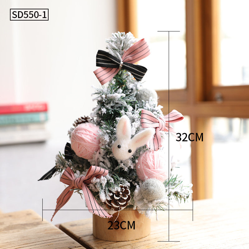 small artificial flocked pine tabletop christmas tree