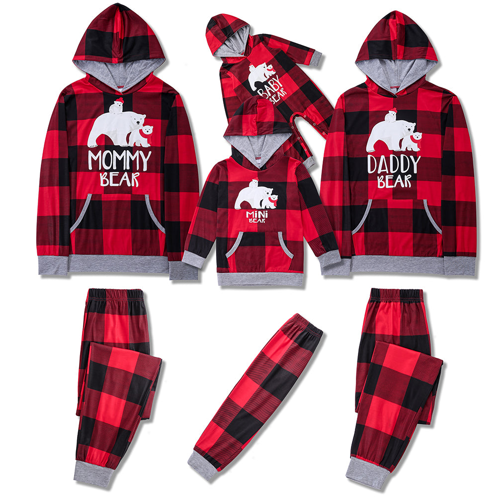 Faux Fur Plaid  Christmas Print family Pajamas Set