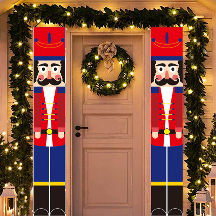 70-inch 2pcs Front door hanging banner christmas nutcracker