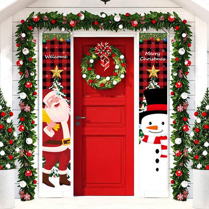 70-inch santa and snowman merry christmas Front Christmas Porch and door Decorations Banner 