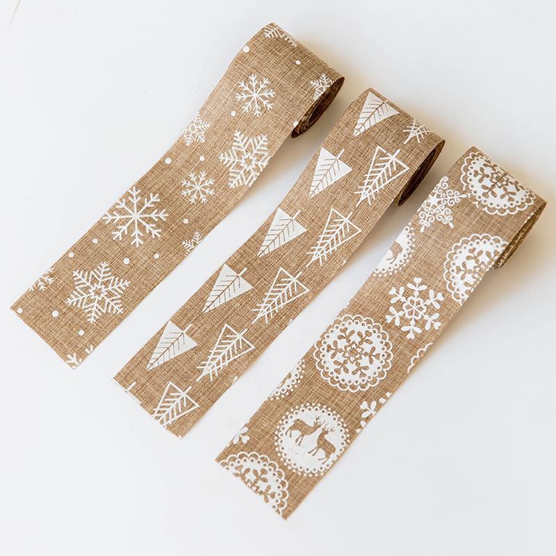 Christmas Snowflake Elk Burlap Ribbon