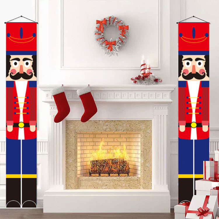 70-inch 2pcs Front door hanging banner christmas nutcracker