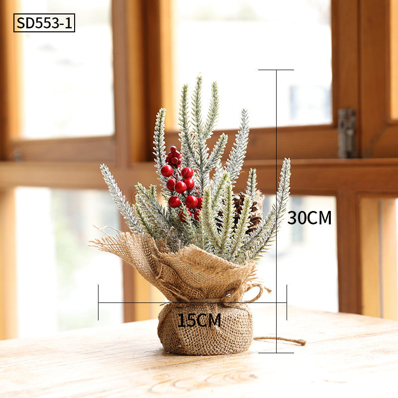 small artificial flocked pine tabletop christmas tree
