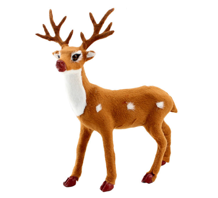 Faux fur deer figurines christmas tabletop decoration