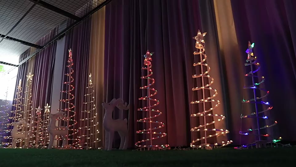 Load video: 6' LED Spiral Christmas Tree Light Outdoor sculpture with remote control.