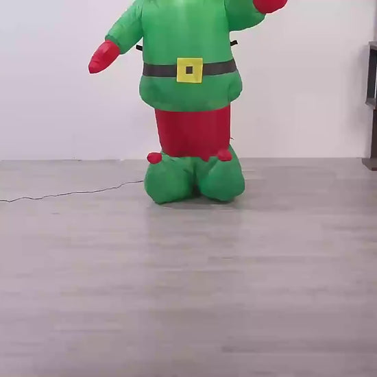5ft Christmas Inflatable Light Up LED Inflatable Elf Holiday Yard Decoration video description 