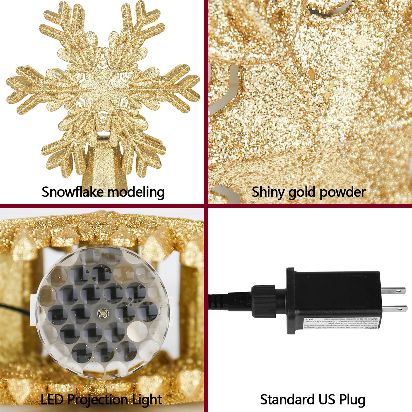 Pre-lit snowflake Tree Topper. 8.8"