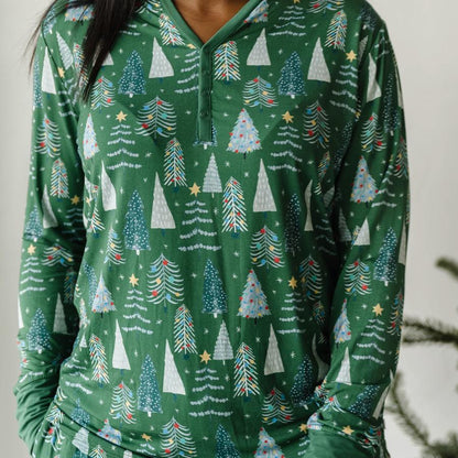 2 pcs printed green christmas printed matching pajamas Set