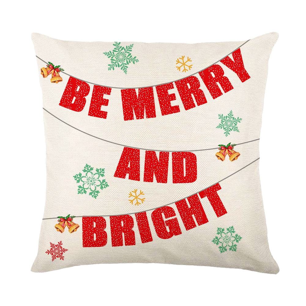 be merry and bright Set of 4 Christmas Decorations Christmas Pillow Covers 18 x 18 Inches