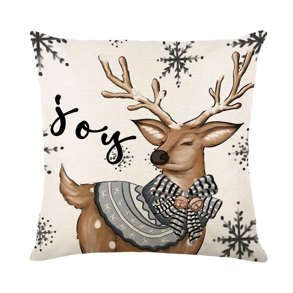 Deer and snowman Christmas cushion cover 18x18 set of 4