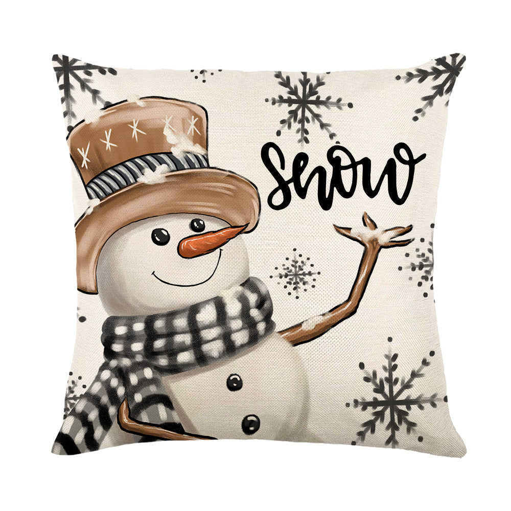 Deer and snowman Christmas cushion cover 18x18 set of 4