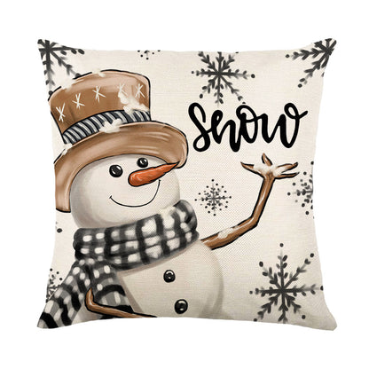 Deer and snowman Christmas cushion cover 18x18 set of 4
