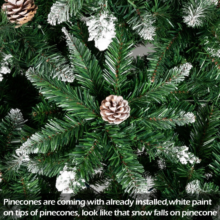 6FT Indoor and Outdoor Christmas Tree with Branches and Pine Cones pine cones and tree leaf closeup picture