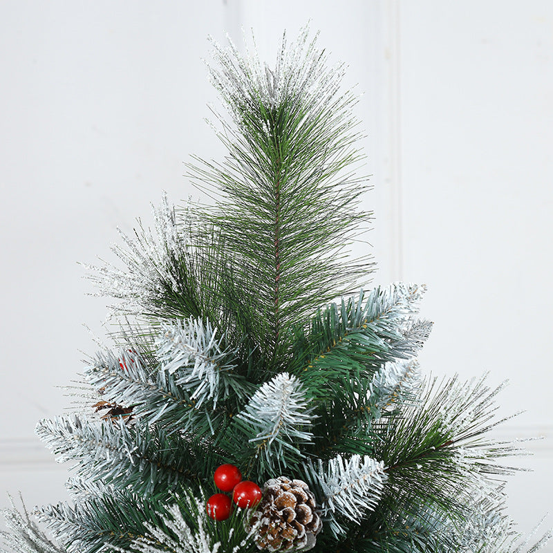 6.5ft Cedar Flocked Christmas Tree with  pine cones and red berries