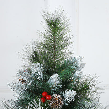 6.5ft Cedar Flocked Christmas Tree with  pine cones and red berries