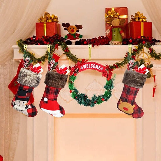 Set of 4 mantles Holiday Ornament christmas stocking Hooks and wreath holder