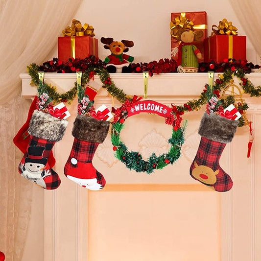 Set of 4 mantles Holiday Ornament christmas stocking Hooks and wreath holder