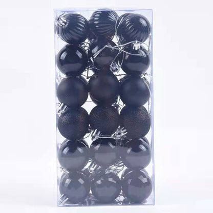 black 36pcs Christmas Tree Ornaments Baubles, holiday ornaments