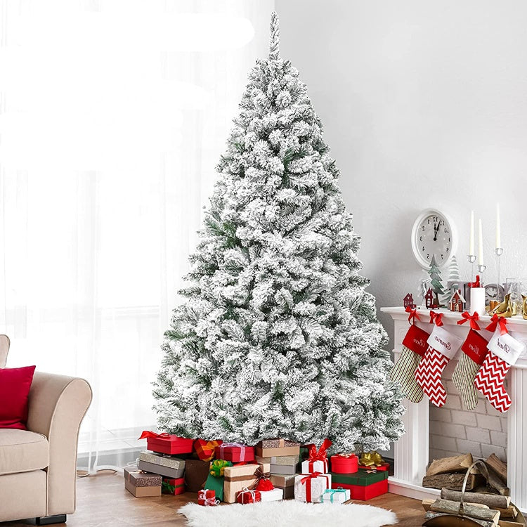 6ft Snow white flocked artificial Christmas tree pine from wreathhaven