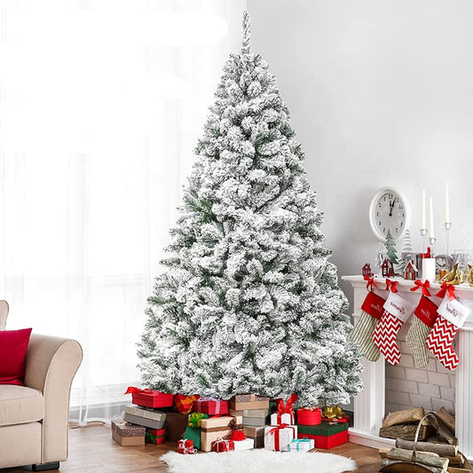 6ft Snow white flocked artificial Christmas tree pine from wreathhaven