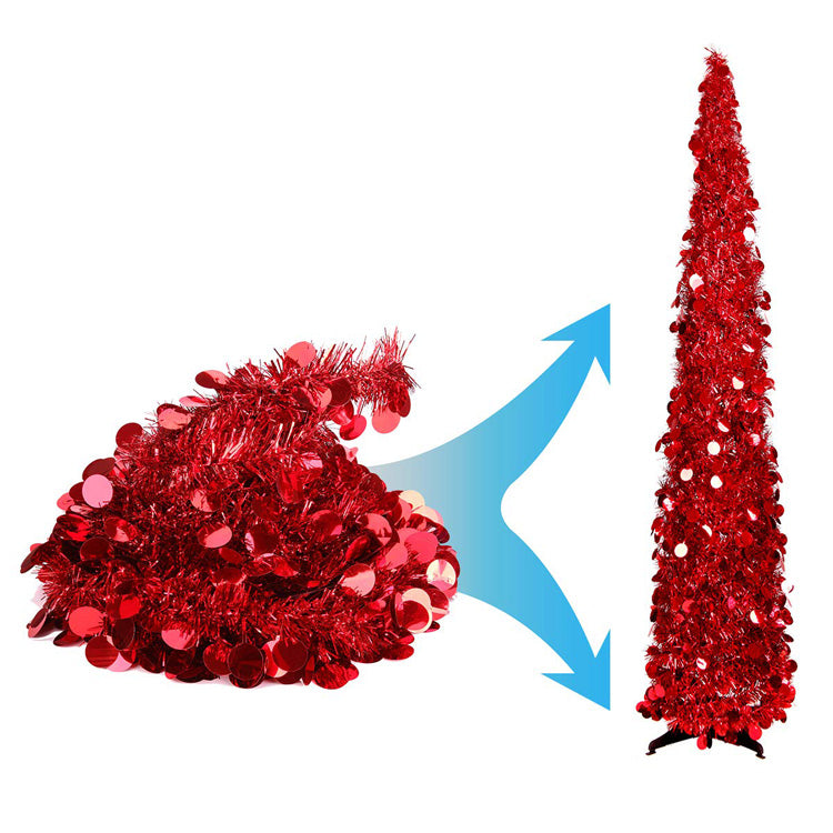 red 5ft Collapsible popup artificial christmas tree 