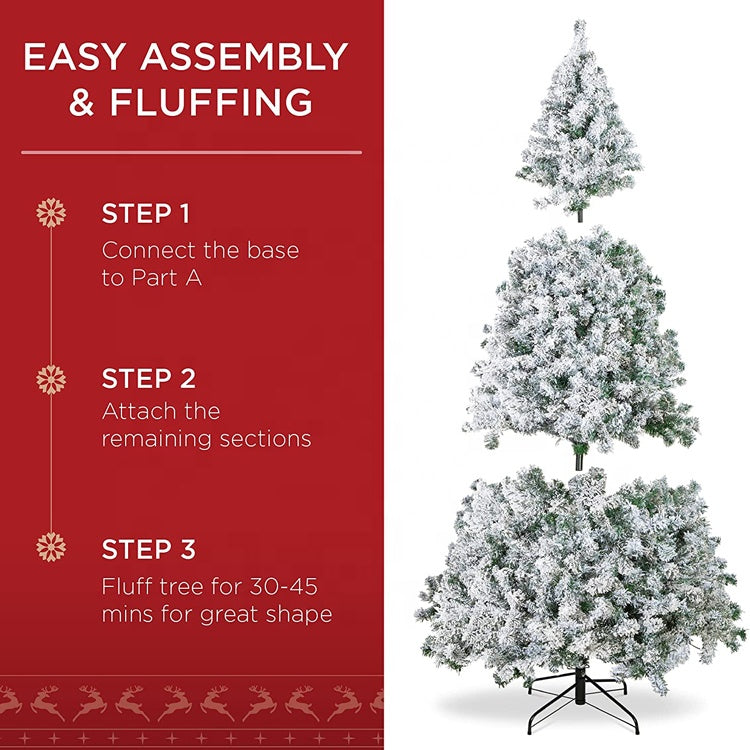 6ft Snow white flocked artificial Christmas tree pine from wreathhaven how to assemble christmas tree from wreathhaven