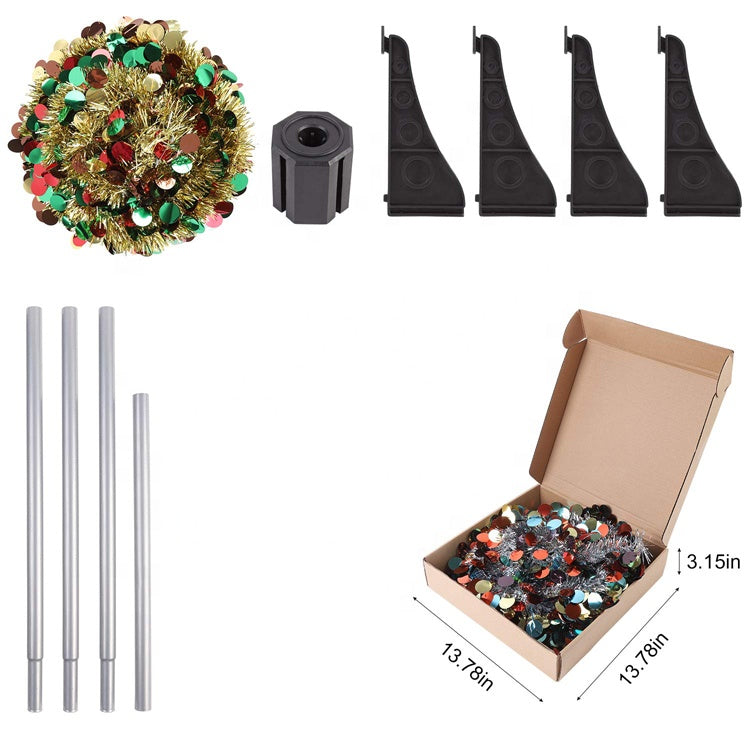 5ft Pop Up Slim Collapsible Tinsel Christmas Tree with Artificial Sequin