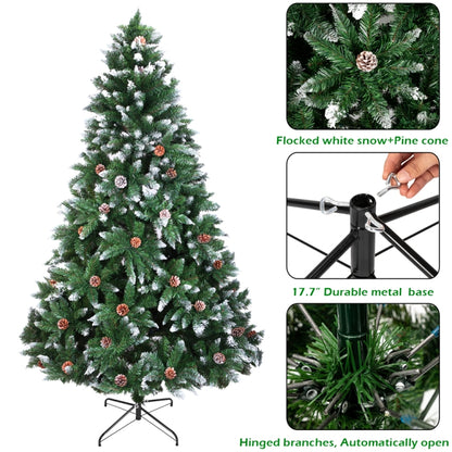 6FT Indoor and Outdoor Christmas Tree with Branches and Pine Cones product close up details of the christmas tree