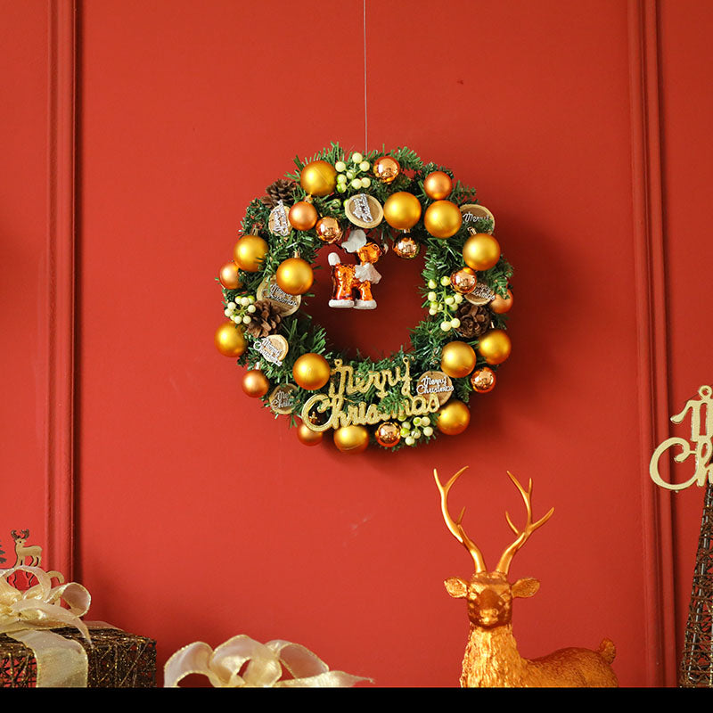 23-inch luxurious Christmas wreath with Golden glass ornaments