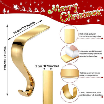 gold Set of 4 mantles Holiday Ornament christmas stocking Hooks how to apply stocking holders