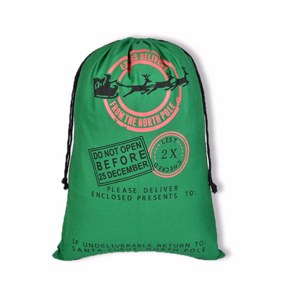 green personalized large christmas gift bag sack reindeer