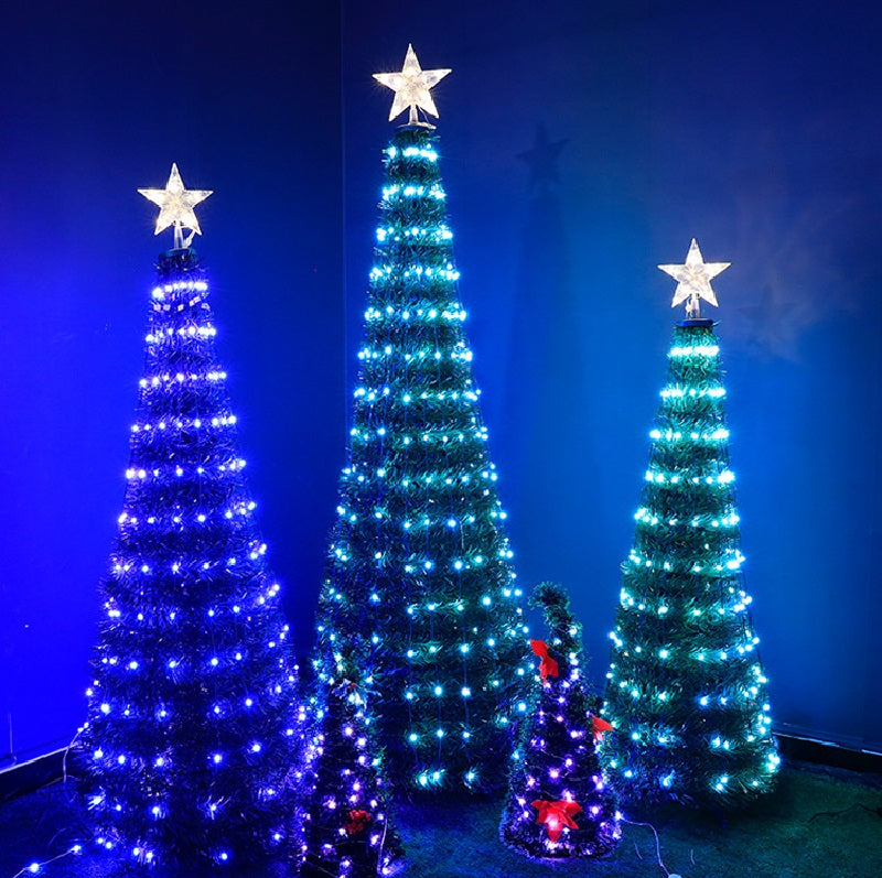 6ft Pre lit Metal flagpole popup christmas tree with star topper and led changing lights