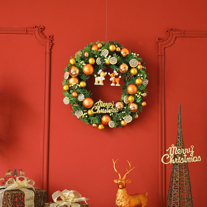 23-inch luxurious Christmas wreath with Golden glass ornaments
