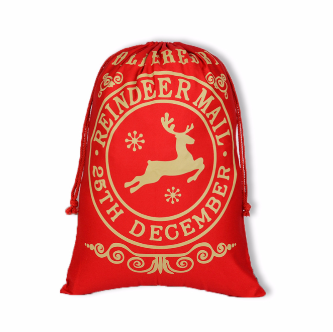RED personalized large christmas gift bag sack reindeer 