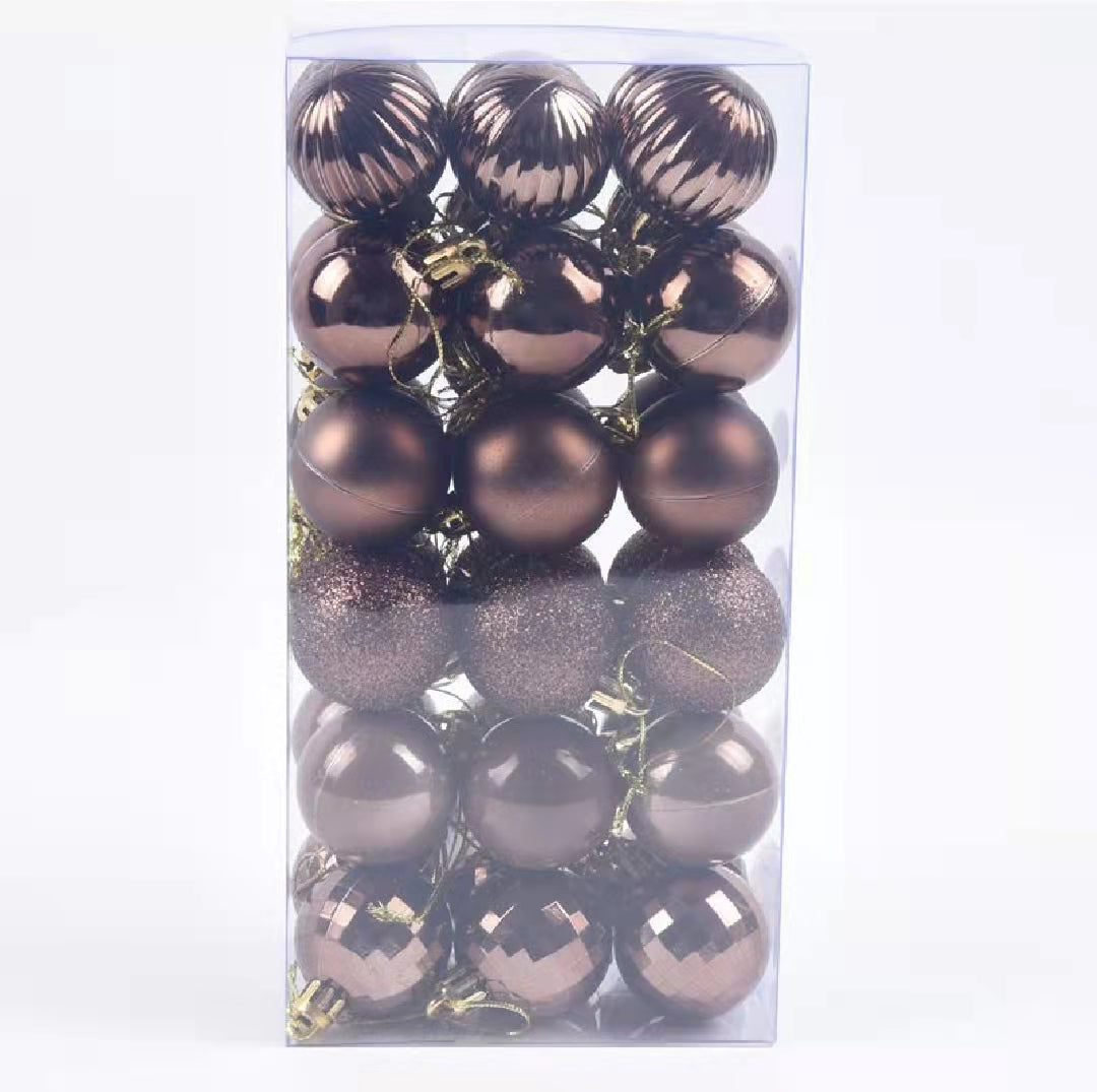 brown 36pcs Christmas Tree Ornaments Baubles, holiday ornaments