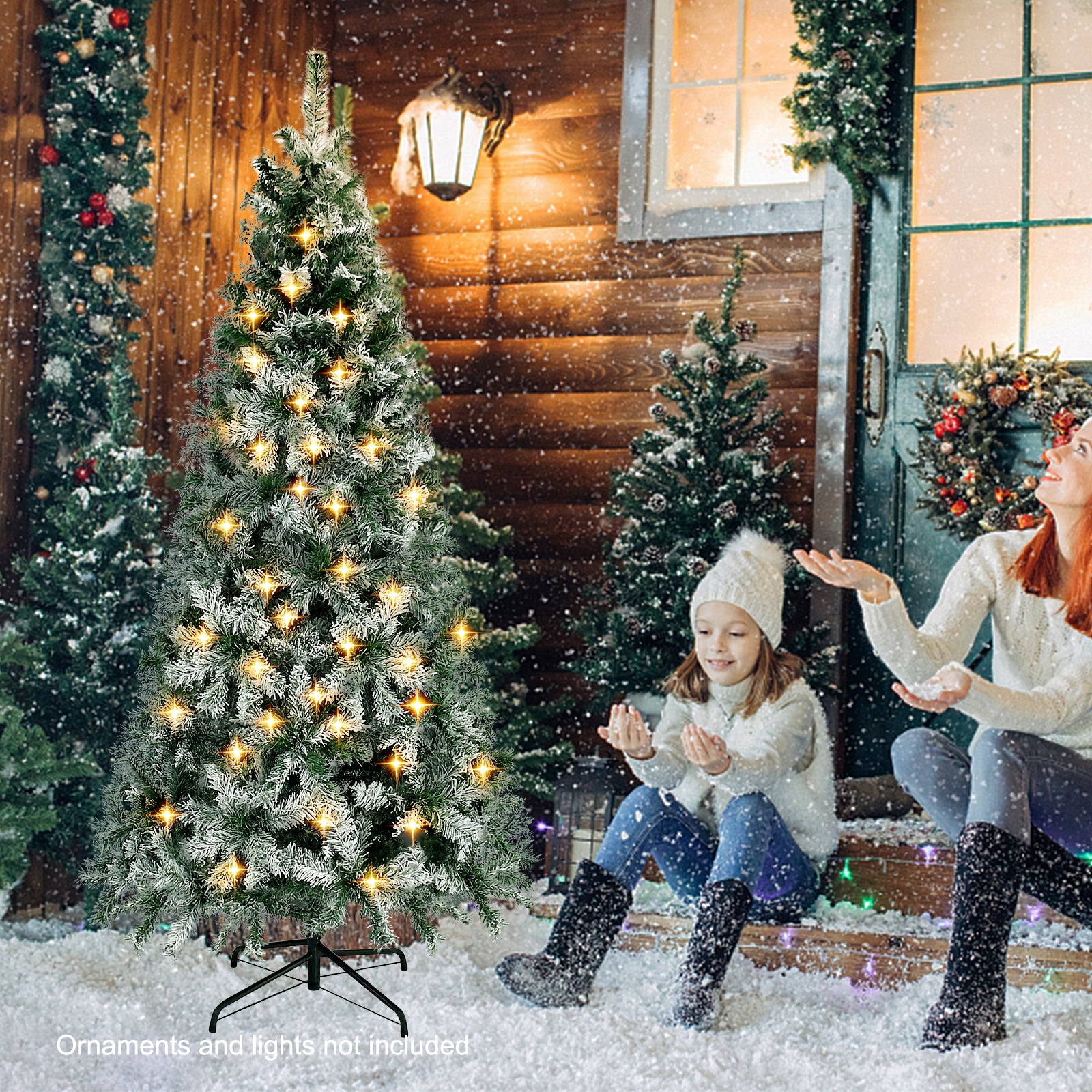 7ft Artificial snowflake christmas tree demonstration picture