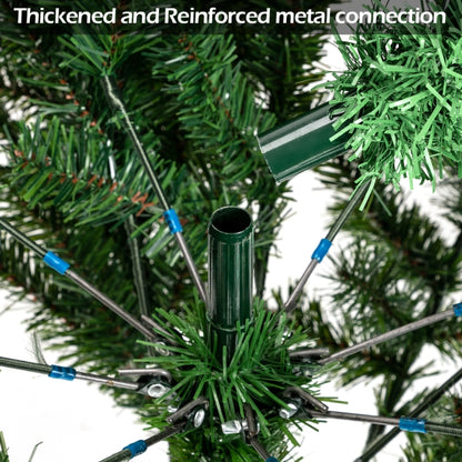 6FT Indoor and Outdoor Christmas Tree with Branches and Pine Cones, christmas tree base close up picture