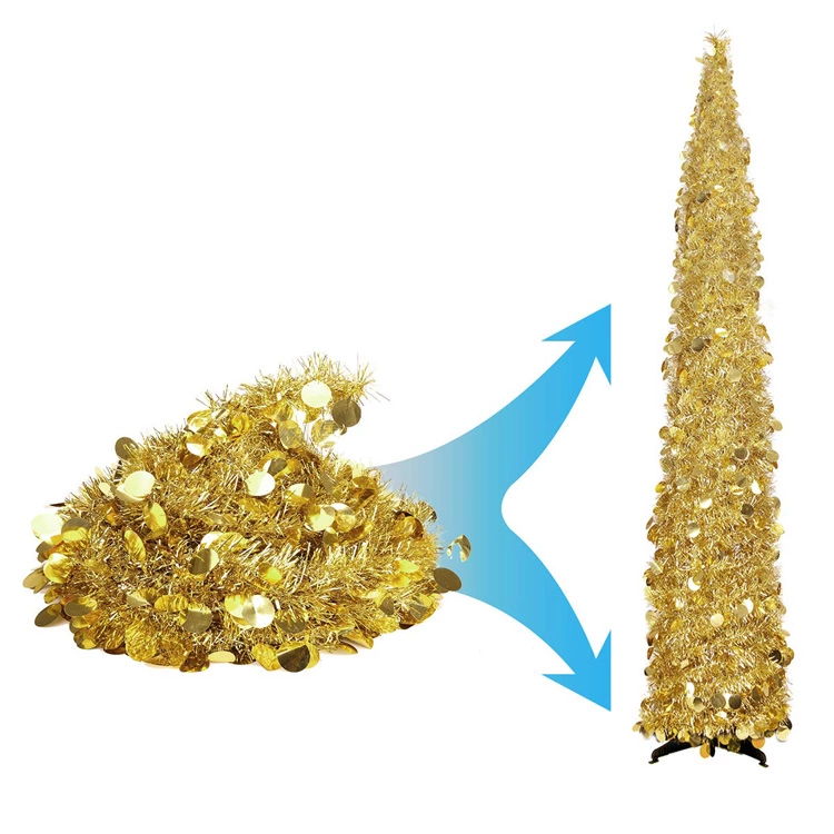 gold 5ft Collapsible popup artificial christmas tree 