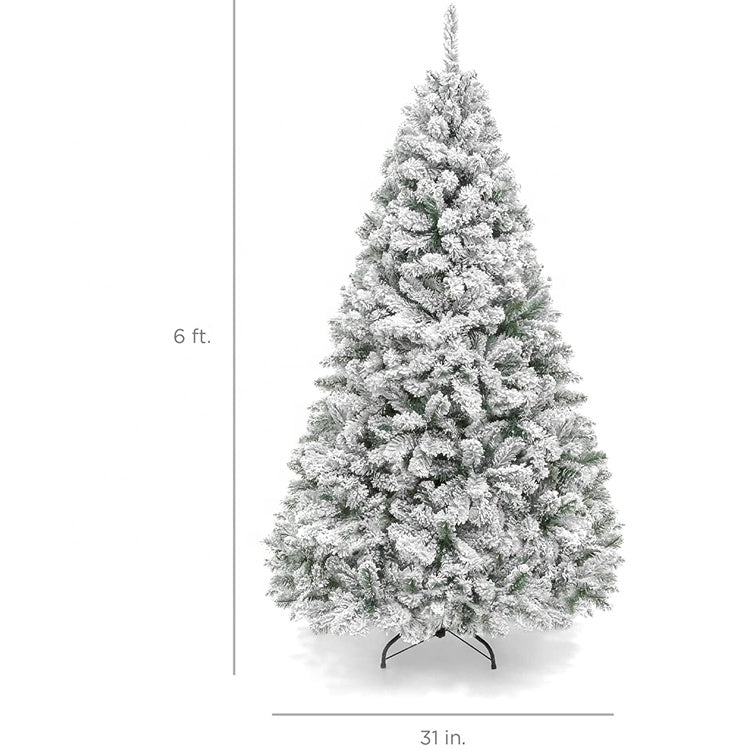 6ft Snow white flocked artificial Christmas tree pine from wreathhaven