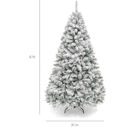 6ft Snow white flocked artificial Christmas tree pine from wreathhaven